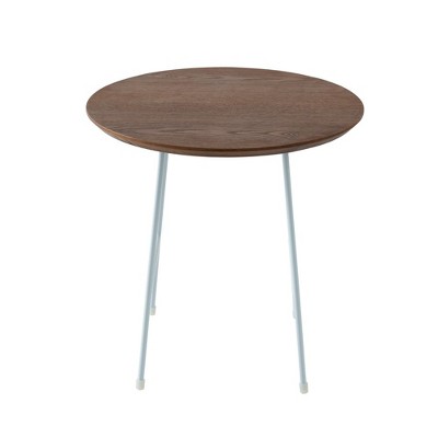 LeisureMod Rossmore Modern Round Side Table – White Steel Frame, Accent Table for Living Room, Bedroom, Office, Lounge & Contemporary Spaces