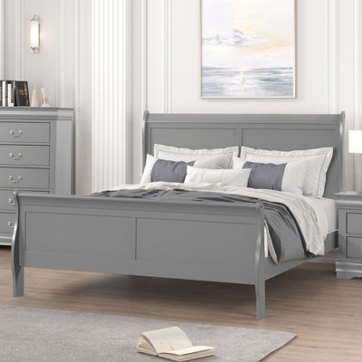 Sapphtopaz Modern Bed Frame with Headboard Sleigh Design Wood Platform Bed with Sturdy&Durable Frame for Bedroom,Box Spring Needed