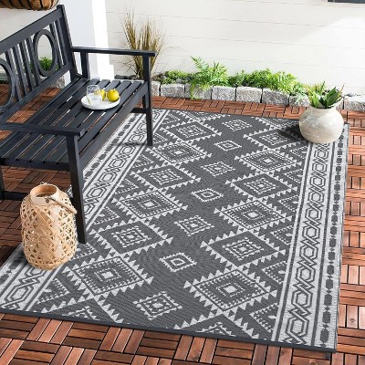 Garvee Reversible Mats, Bohemia Plastic Straw Rug, Large Floor Mat for Outdoors