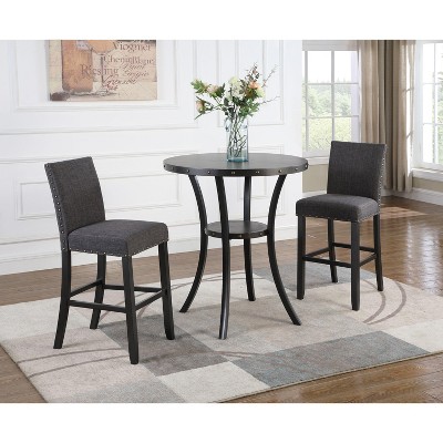 NicBex 3 Piece Bar Table Set for 2 Modern 36 Inch Kitchen Round Table with 2 Upholstered Backrest Bar Stools for Kitchen,Dining Room
