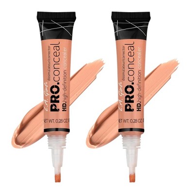 LA Girl HD PRO Conceal Concealer (PEACH CORRECTOR GC994) L.A. Smooth & Bendable Formula | Crease Resistant | Full Natural Coverage (PACK OF 2)