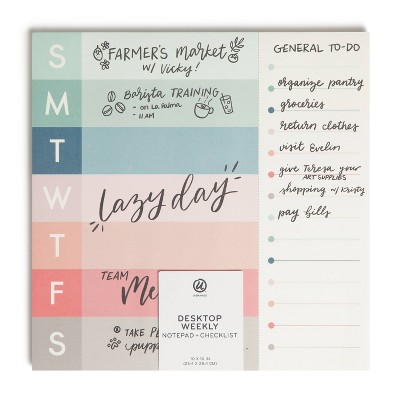 U Brands 10''x10'' Weekly Combination Pad - Coral Chic: Weekly To Do List, Office Supplies, Notepad, 52 Sheets