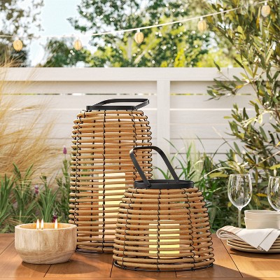 Rattan Battery LED Outdoor Lantern Brown - Threshold™