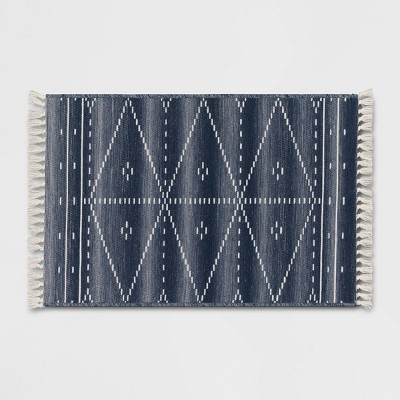 2'3"x3'9" Washable Woven Tapestry Accent Rug with Fringe Indigo - Threshold™
