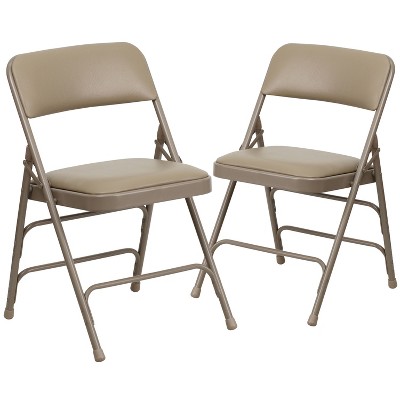 Flash Furniture HERCULES Series Metal Folding Chairs with Padded Seats | Set of 2 Black Metal Folding Chairs