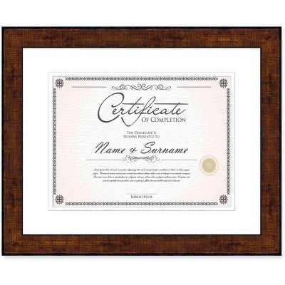 PosterPalooza | Antique Gold Diploma Frame, Acid-Free White Mat, UV Acrylic, Backing, and Hanging Hardware