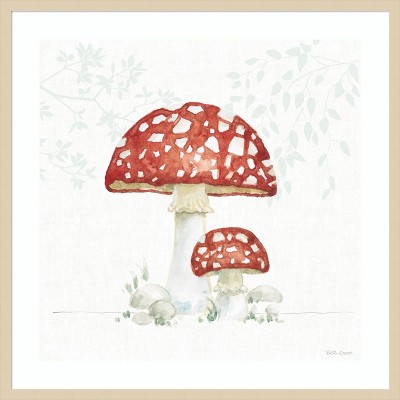 Amanti Art Woodland Love Red Mushroom by Beth Grove Wood Framed Wall Art Print