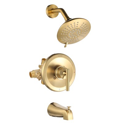 WOWOW Single-Handle 5-Spary Settings Round Shower Faucet with Tub Spout (Valve Included)