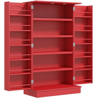 Yukimo 40.9" Kitchen Sideboard Cabinet, Freestanding Storage with Double Doors & 5-tier Adjustable Shelves, Red