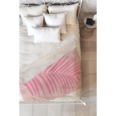 Daily Regina Designs Pink And Blush Palm Leaf 80" x 60" Fleece Throw Blanket - Deny Designs
