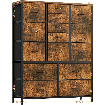 15 Drawer Dresser for Bedroom, Fabric Storage Drawer, with Side Pockets, Hooks