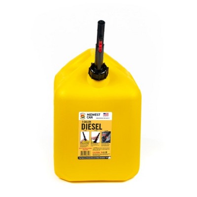 Midwest Can 5-Gallon Diesel Can With FlameShield Safety System, Yellow