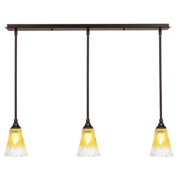 Toltec Lighting Any 3 - Light Chandelier in  Dark Granite with 5.5" Fluted Gold Champagne Crystal Shade