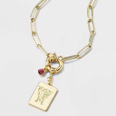 Bijoux Sport by Luv Aj MLS Gold Dog Tag Charm Necklace - Inter Miami CF: Brass Chain, 16" Length, Lobster Clasp