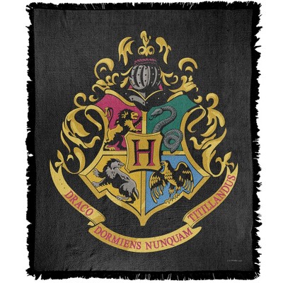 Harry Potter Hogwarts School Crest Blanket 50"x60" Woven Tapestry