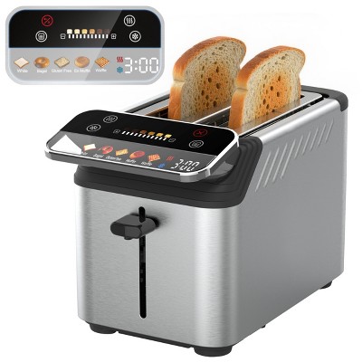 Whall® Stainless Steel Smart Toaster, 2 Slice | Projection Touchscreen, 1.5" Extra-Wide Slots, Digital Timer, Reheat & Defrost, Removable Crumb Tray