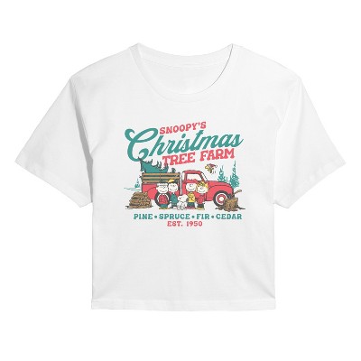 Women's - Peanuts - Tree Farm Cropped Graphic T-Shirt