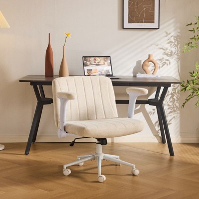 Karl Home | Chenille Swivel Chair With Adjustable Flip-Up Arms For Cross-Legged