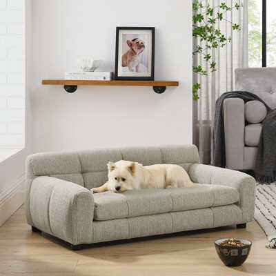 Lyngins Orthopedic Dog Sofa Bed with Backrest and Armrests,Breathable Linen Pet Couch for Medium and Large Dogs