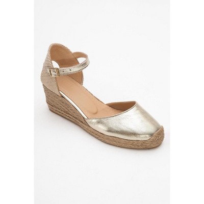 Aldea - Gold Leather Platform Espadrille (Women)  | Forever & Always Shoes