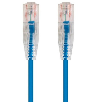 Monoprice Cat6 Ethernet Patch Cable - 25 feet - Blue | Snagless RJ45 Stranded 550MHz UTP CMR Riser Rated Pure Bare Copper Wire 28AWG - SlimRun Series