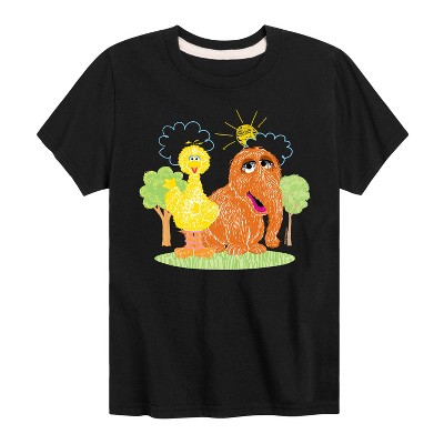 Boys' - Sesame Street - Scribble Big Bird Snuffleupagus Short Sleeve Graphic T-Shirt