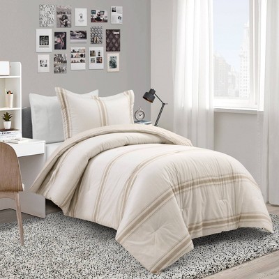 Farmhouse Stripe Reversible Cotton Comforter & Sham Set - Lush Décor