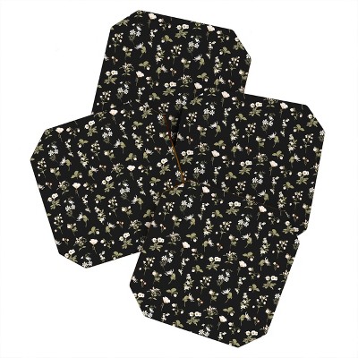 Iveta Abolina Pineberries Botanicals Black Coaster Set - Deny Designs