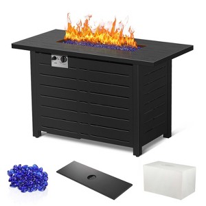 R.W.FLAME 43" Gas Fire Pit Table, 50,000 BTU Propane Burner with Steel Lid & Glass Stone, 2-in-1 Fire Pit & Table for Patio，Backyard Gatherings - 1 of 4