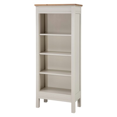 60" Savannah Tall Bookshelf Ivory with Natural Wood Top - Alaterre Furniture