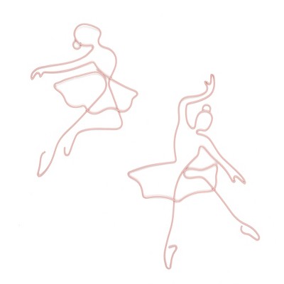 Lambs & Ivy Ballerina Baby 2-Piece Pink Ballet Dancers Wire Wall Decor