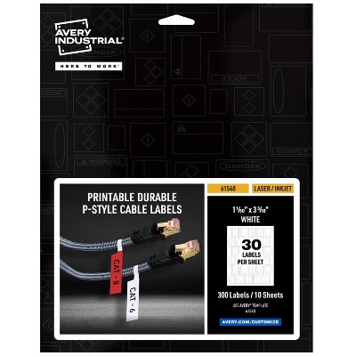 Avery Cable Labels, P-Style, 1.02" x 3.3", 300 Total (61540)