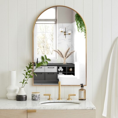 Beautyolove Arched Aluminum Alloy Framed Wall Mirror Decorative Wall Mirror
