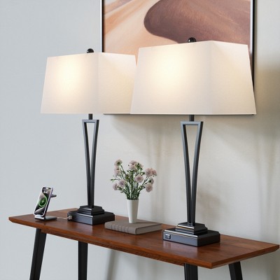 Maxax 30.5'' Metal Usb Table Lamp(set Of 2)