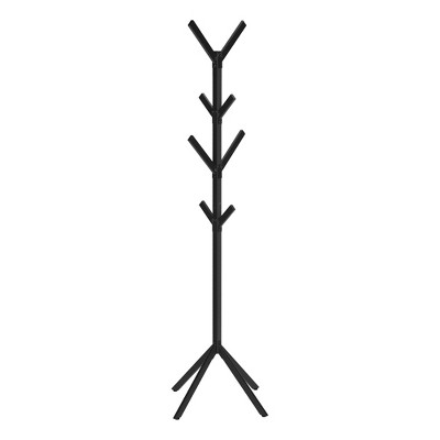 TiramisuBest Black Metal Free - Standing Coat Rack Hall Tree: 74" Tall with 11 Hooks, Ideal for Entryway & Bedroom, Contemporary Modern Design!