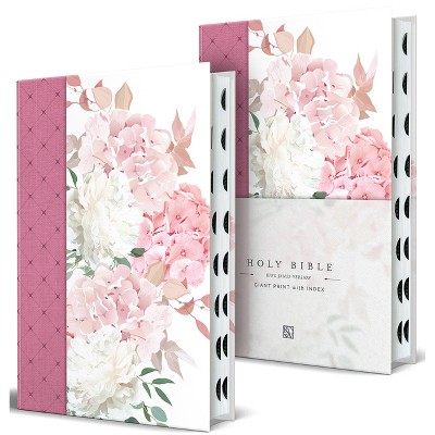 KJV Holy Bible, Giant Print Large Format, Hardcover Pink with Flowers with Ribbon Marker, Red Letter, and Thumb Index - by  King James Version