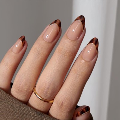 BTArtbox Press-On Nails - Tortoise Shell -S Almond - 32ct