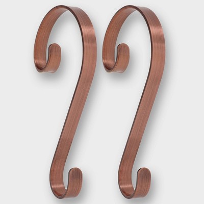 Haute Decor 2ct Scroll Christmas Stocking Holder Brushed Copper