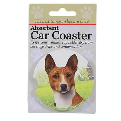 E & S Imports 2.5 Inch Basenji Car Coaster Super Absorbent Coasters