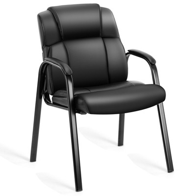 SEVOBAL Task and Office Chairs PU Reception Chairs with Padded Arms, Stationary Office for Waiting Areas, Meeting Rooms, Black, 39"*7"*22"