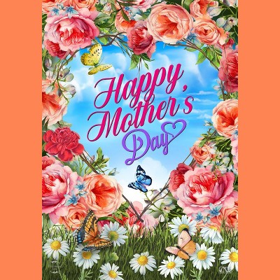 Briarwood Lane Mother's & Father's Day House Flag 40x28 For Outdoor Mother's Day Floral Heart For Mother's & Father's Day House Flag