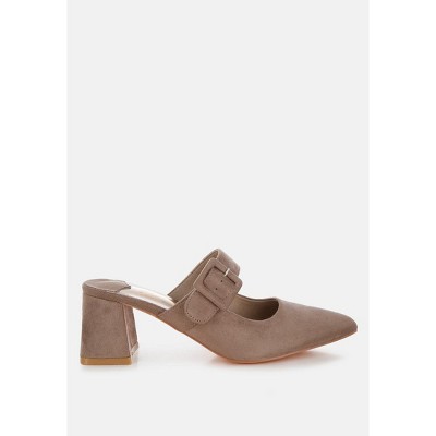 Amapola Buckle Strap Detail Microfiber Mules Women