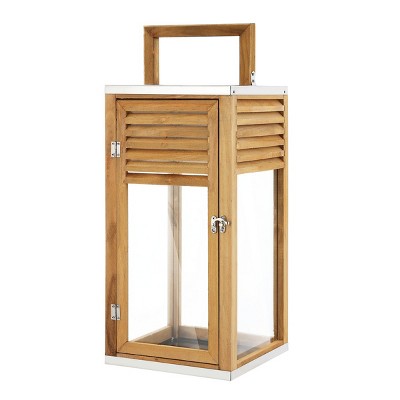Alenna 21.25" Indoor/Outdoor Lantern - PLT4079 - Light Brown - Safavieh