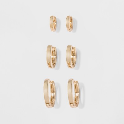 Small Hoop Earring Set 3pc - A New Day™