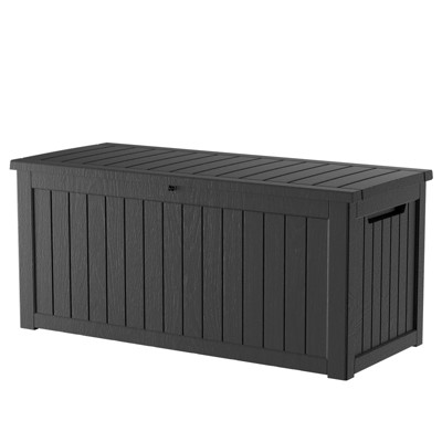 Decksplore 55/120/180/230/260 Gal Deck Box Outdoor Storage Box Patio Gardening Tools Water and UV Resistant for Patio