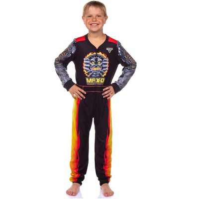 Monster Jam Max-D Boys' Union Suit Kids Monster Truck Fleece Pajamas Black