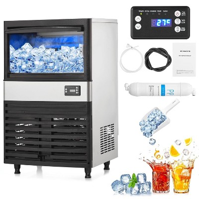 Acekool Commercial Ice Maker Machine, 130Lbs/24H with 27Lbs Storage Bin, Clear Ice Cubes & Automatic Cleaning for Restaurants and Home