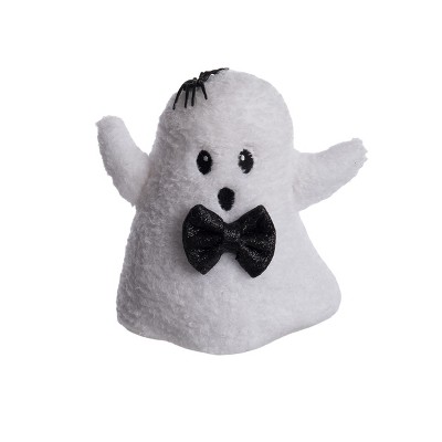 Transpac Plush Ghost Door Stop Halloween Decoration Black Polyester Indoor Tabletop Decor for Spooky Fall Gifts