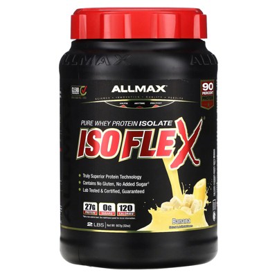 ALLMAX ISOFLEX Whey Protein Isolate, Banana - 2 lb - 27 Grams of Protein Per Scoop - Zero Fat & Sugar - 99% Lactose Free - Gluten Free & Soy Free -