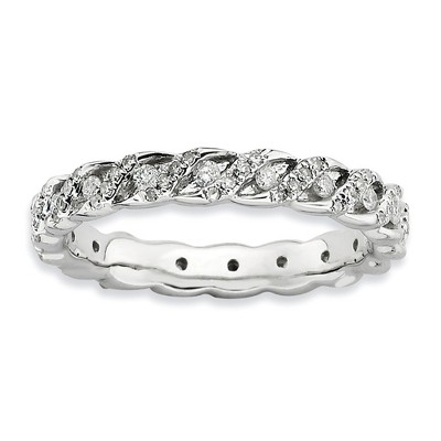 Black Bow Jewelry 3.5mm Sterling Silver Stackable 1/2 Ctw HI/I3 Diamond Band